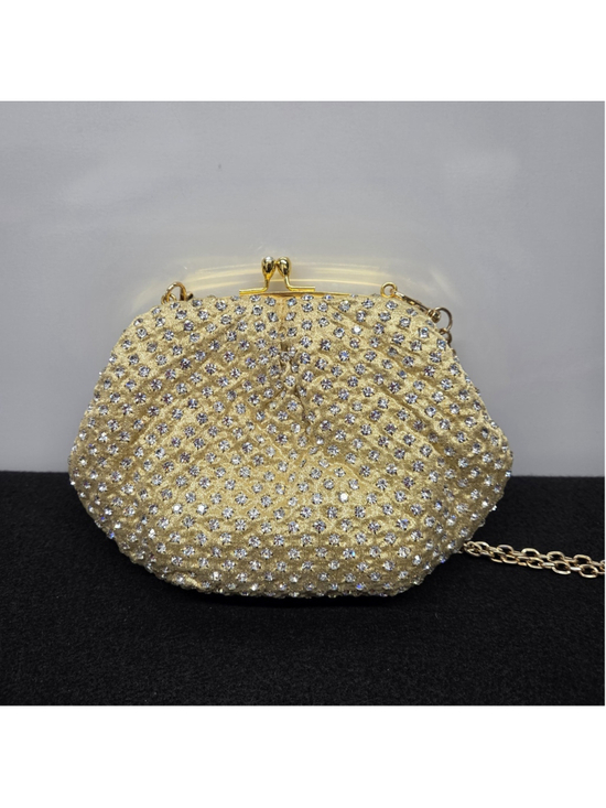 Unbranded Handbags - Vintage-style Gold Kiss lock Evening Clutch Glamour Retro Whimsigoth